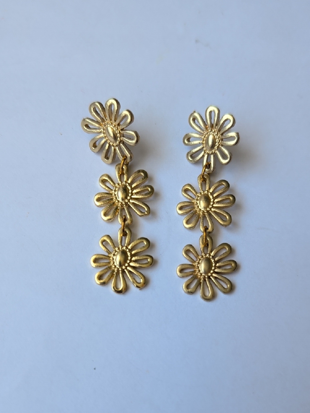 Gold Tone Daisy Drop Earrings - Women's Jewelry